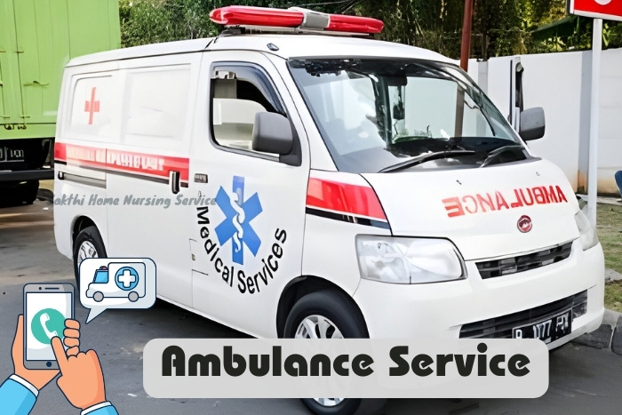 Sakthi Home Nursing Service ambulance ready for emergency medical services in Coimbatore, ensuring rapid response for local community needs