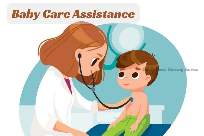 Compassionate pediatric care provided by a Sakthi Home Nursing Service professional, offering baby care assistance in Coimbatore.