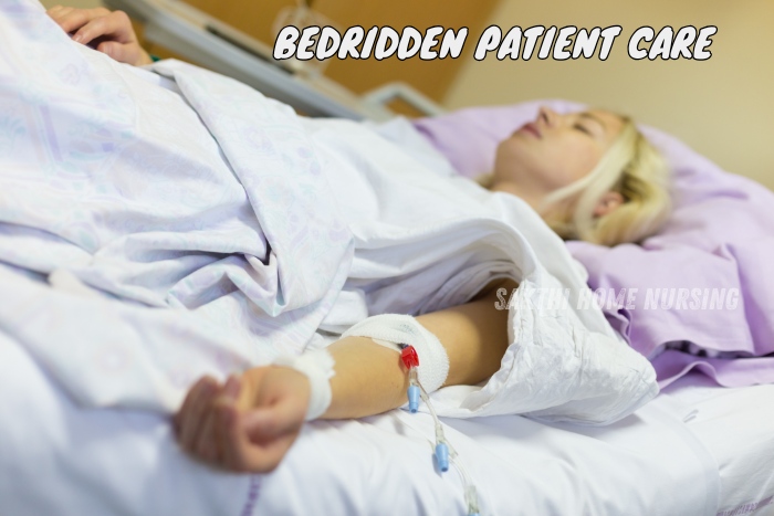 Comprehensive bedridden patient care services by Sakthi Home Nursing Service in Coimbatore. Bedridden patient receiving attentive in-home care, ensuring comfort and specialized support for immobile individuals