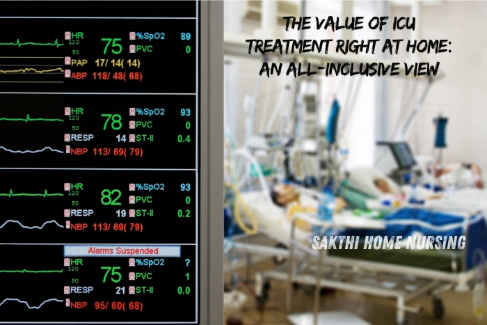 ICU treatment at home by Sakthi Home Nursing Service in Coimbatore, providing critical care with real-time monitoring equipment. Comprehensive in-home ICU support for patients needing intensive medical attention